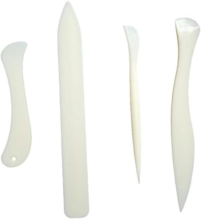 JuxLux 4 Pack Bone Folder Tool Heavy Duty Nylon Origami Paper Folding Tool Creaser for Scoring Paper DIY Handmade Leather Burnishing Bookbinding Scrapbooking Paper Card Making Folds Craft