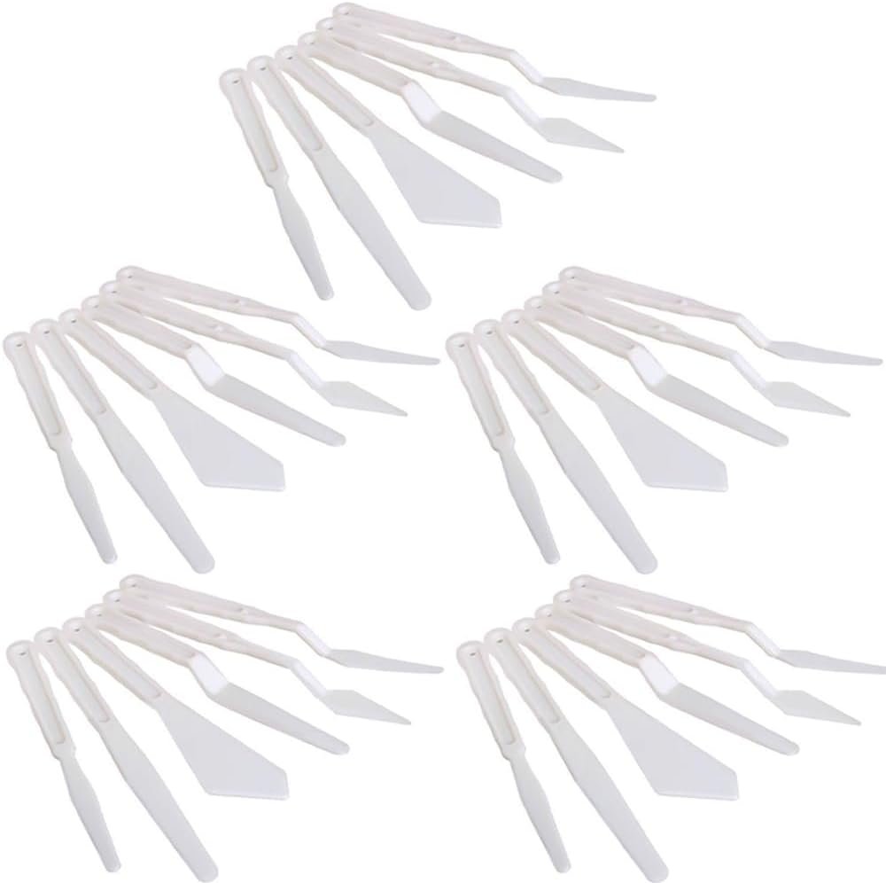 5 Sets 30Pcs Plastic Spatula Palette Knives, Palette Knife Set Thin and Flexible Art Knife Tools, Painting Knife for Mixing, Spreading, Scratching, Layering Colors, Watercolor Painting