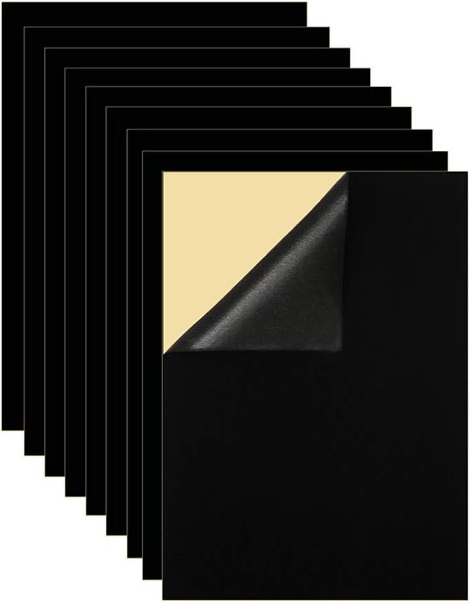 Mesheshe 10PCS Self Adhesive Felt, DIY Self Adhesive Fabric for Art & Crafts, Peel and Stick Felt for Drawer and Jewelry Box Felt Liner, A4 Size (8.3″ x 11.8″, Black)