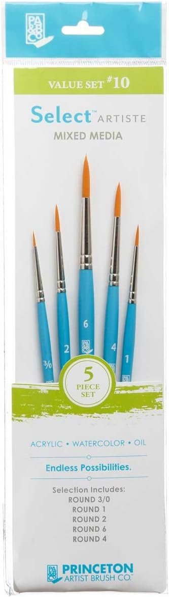 Princeton Select Artiste Brush Set No. 10, Synthetic, 5 Piece, 1 Count