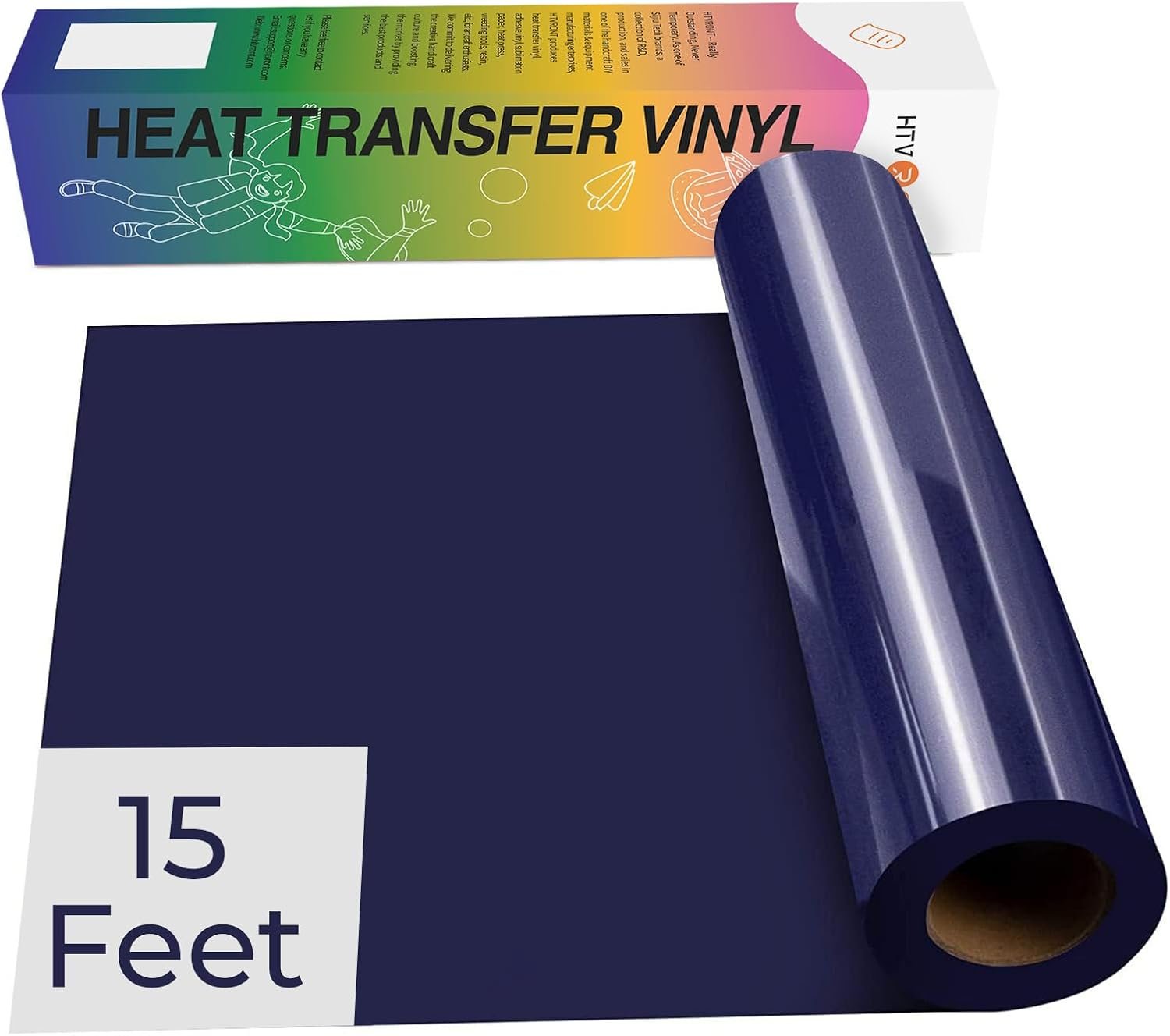 HTVRONT Heat Transfer Vinyl Dark Blue HTV- 12″ x 15ft HTV Vinyl for Shirts