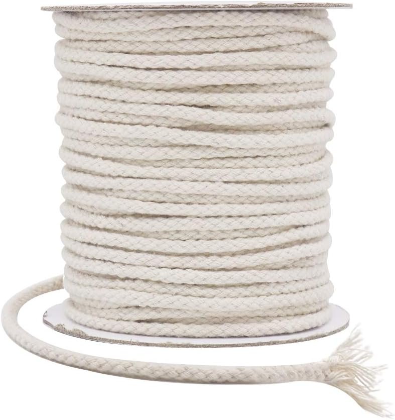 Tenn Well 165ft 5mm Macrame Cord Braided Cotton Beige for Plant Hangers