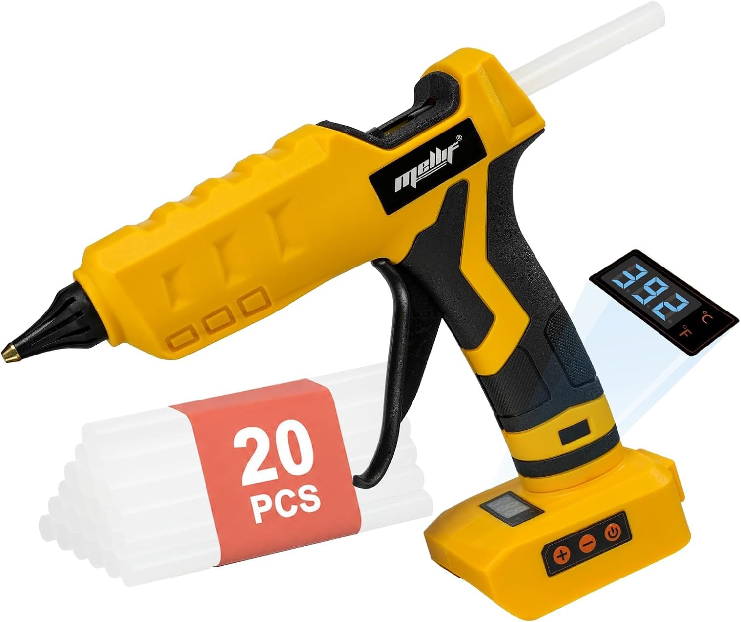 Upgraded Cordless Hot Glue Gun Compatible with DeWalt 20V Battery Digital