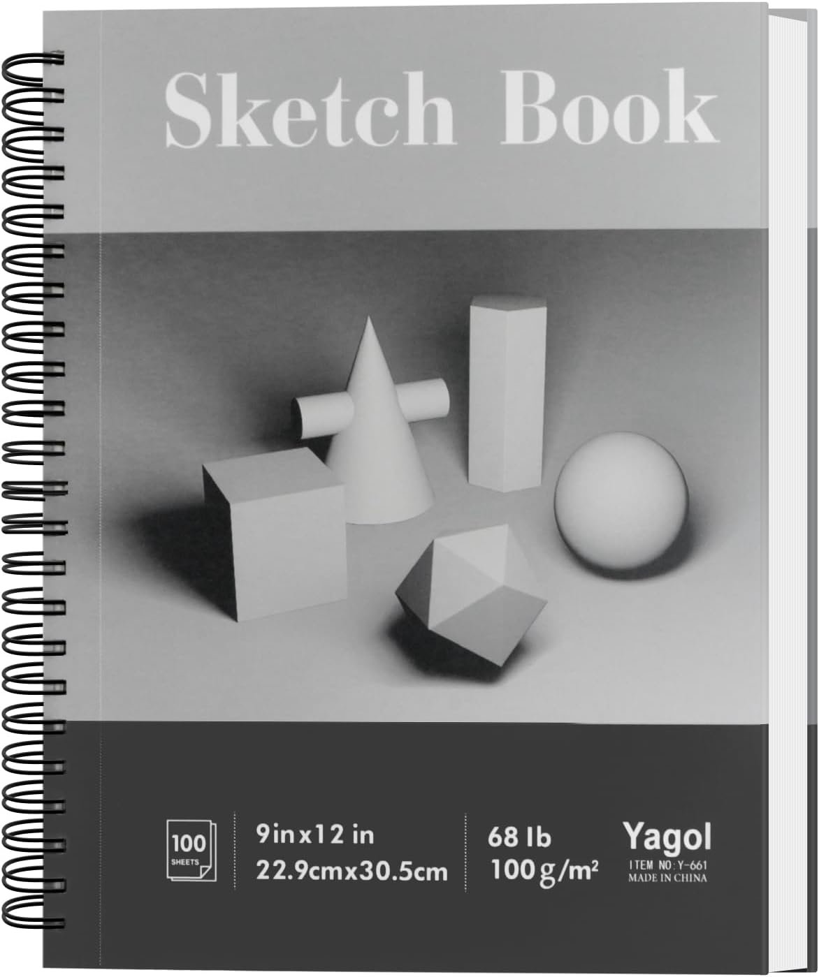 Yagol Sketch Book 9″x12″, Spiral-Bound Sketchbook, 68lb/100gsm, 100 Sheets