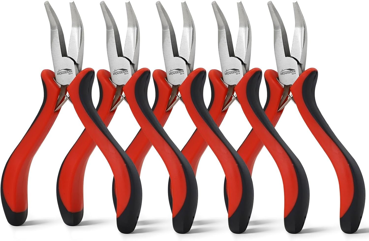 5-Pack 5-Inch Bent Nose Pliers for Jewelry Making, Spring Loaded