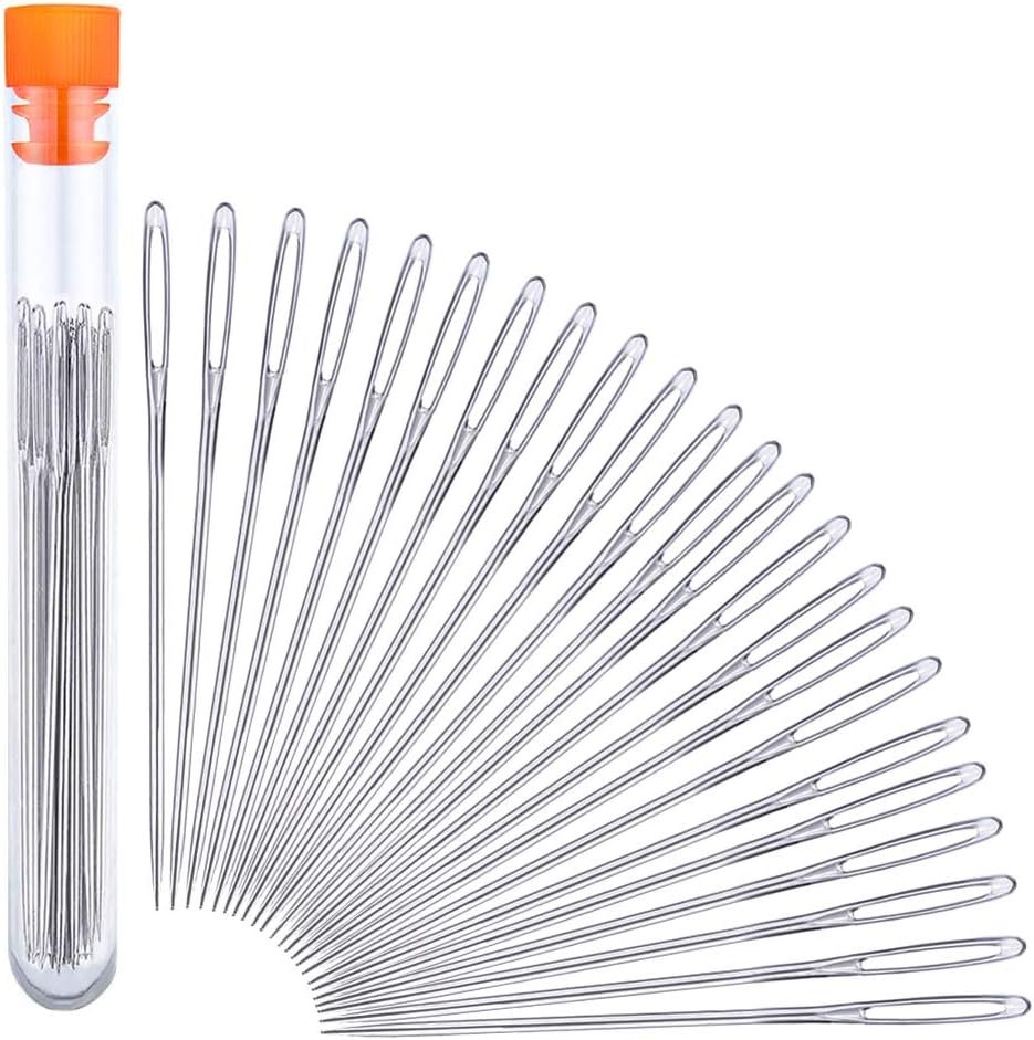 JNENERY 23 PCS Large Eye Sewing Needles, 2.36in Sewing Sharp Needles