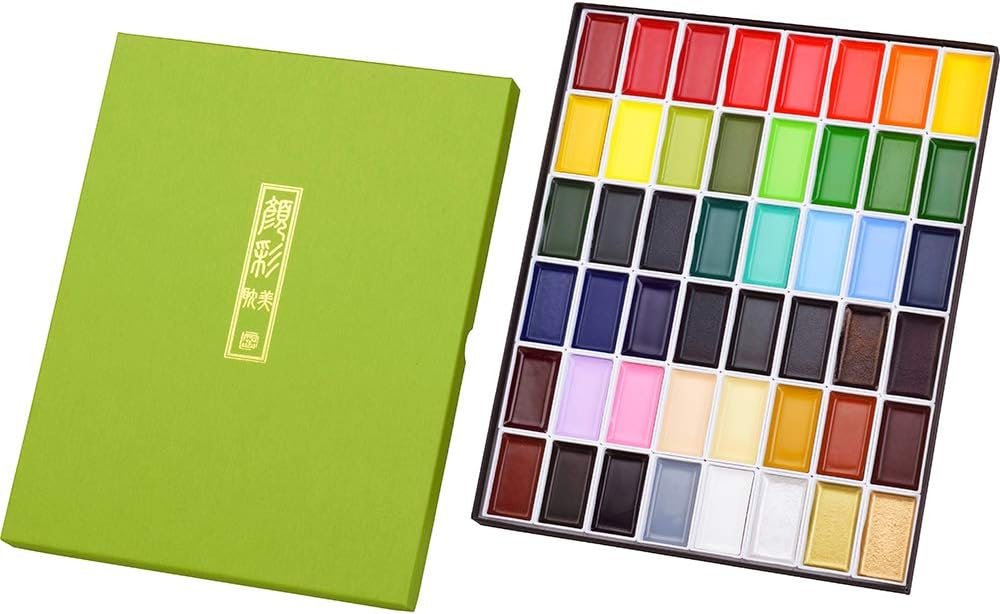 Kuretake Gansai Tambi Watercolor Paint Set, 48 Colors, Made in Japan
