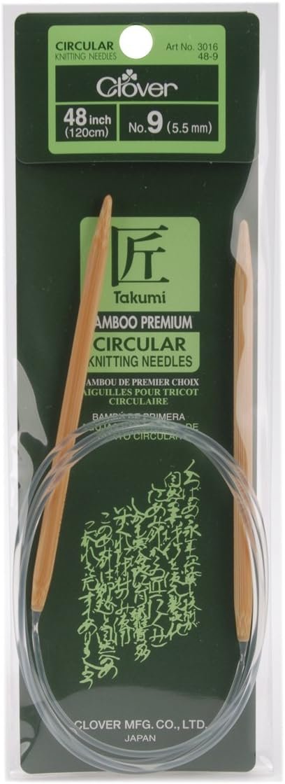 Clover 3016/48-09 Takumi Bamboo Circular 48-Inch Knitting Needles, Size 9