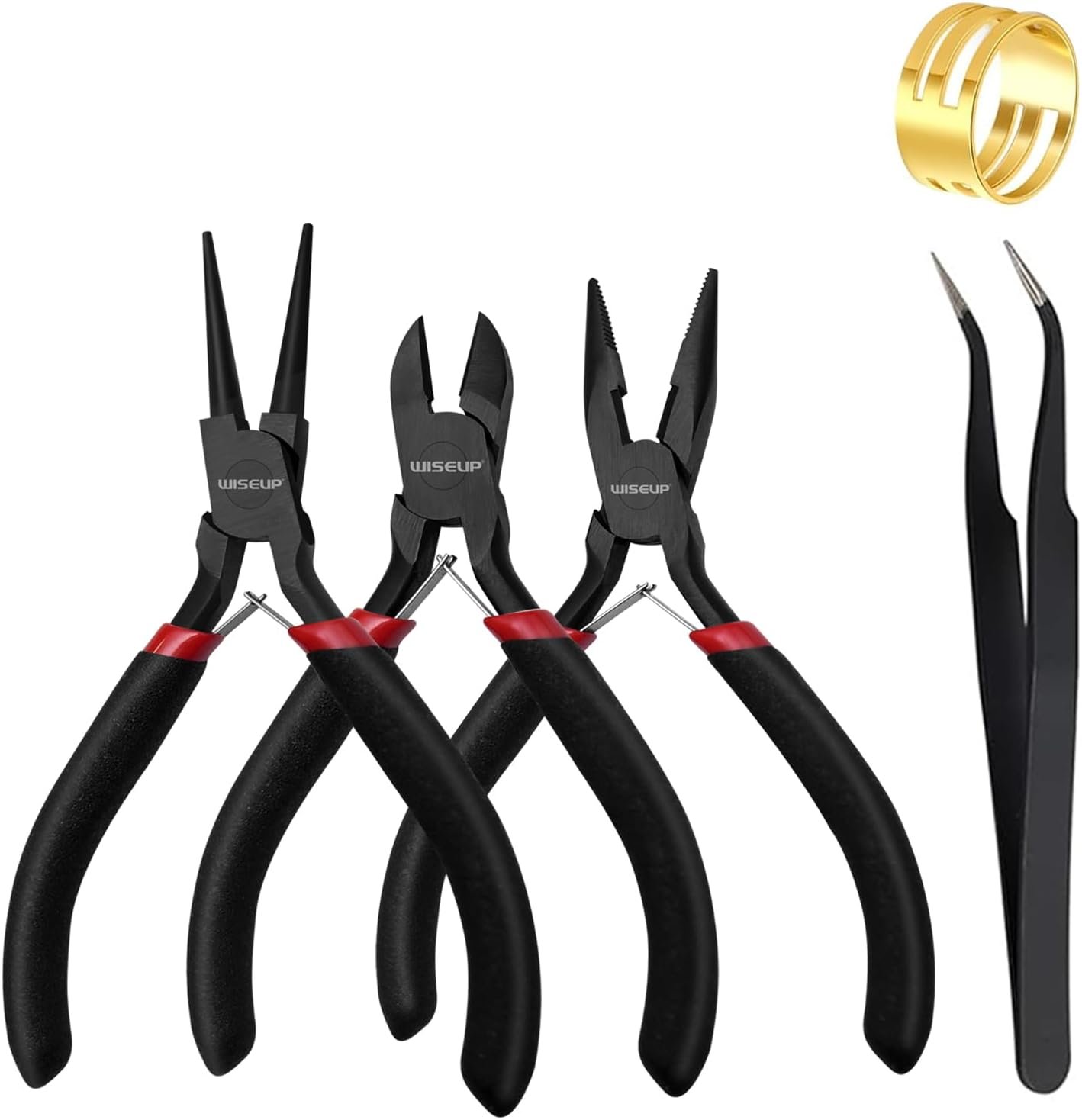 WISEUP 3 Pcs Jewelry Pliers Set – Needle Nose, Round Nose and Wire Cutters