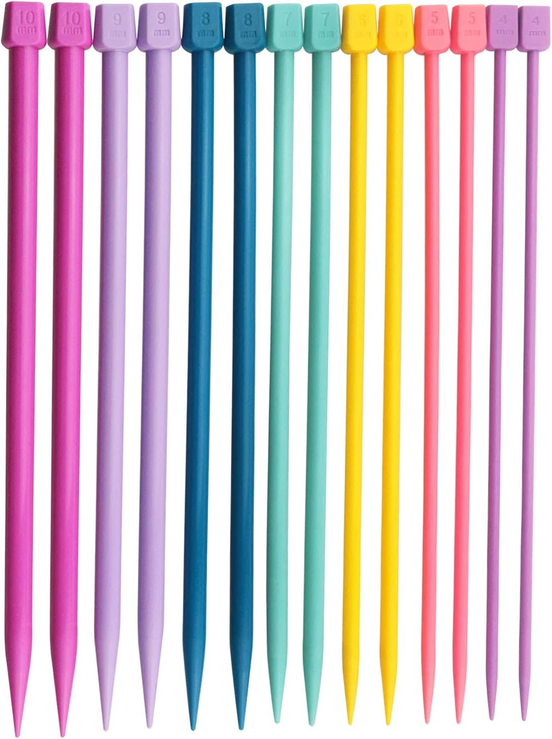 ITROLLE Knitting Needle 14PCS 4mm 5mm 6mm 7mm 8mm 9mm 10mm Colourful Single Pointed Knitting Straight Pins