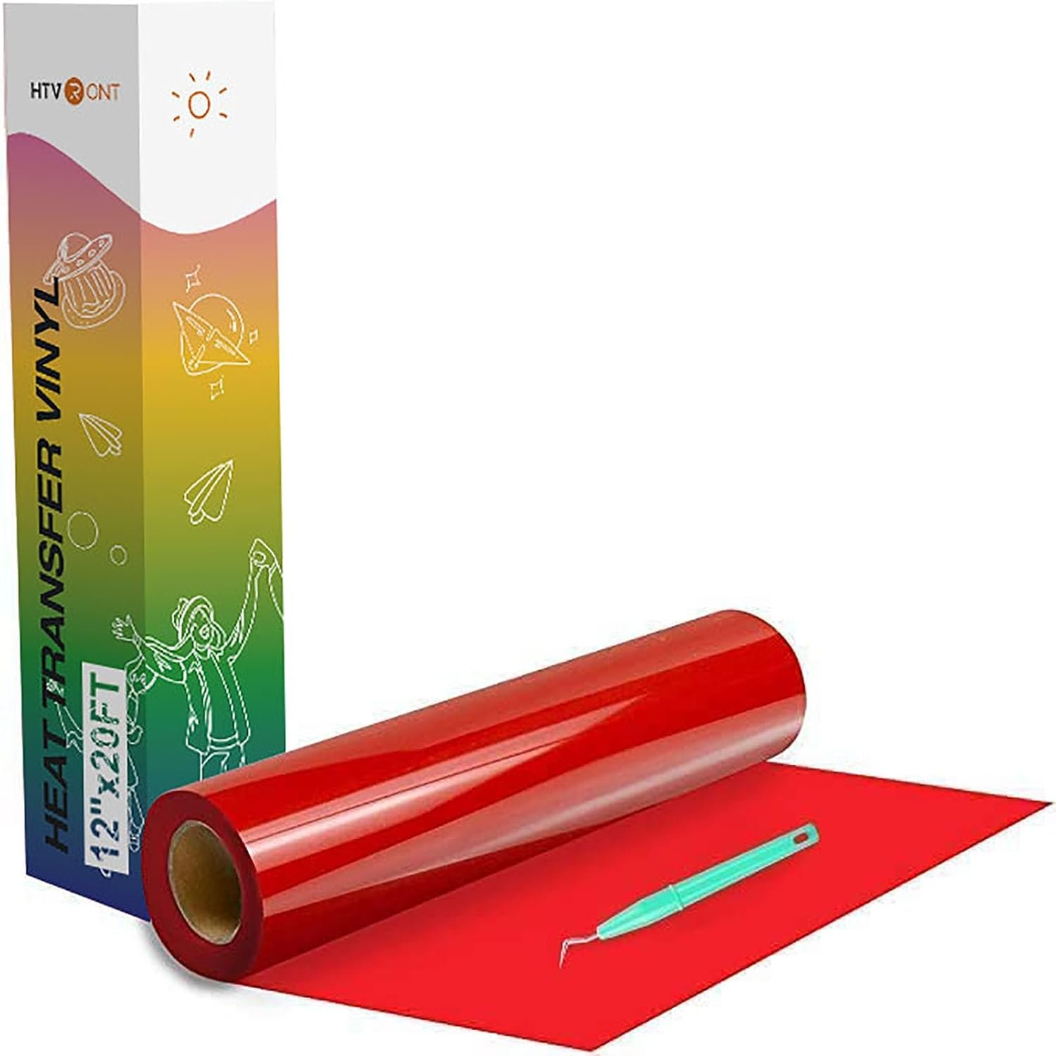 HTVRONT Heat Transfer Vinyl Red HTV Rolls, 12″ x 20ft