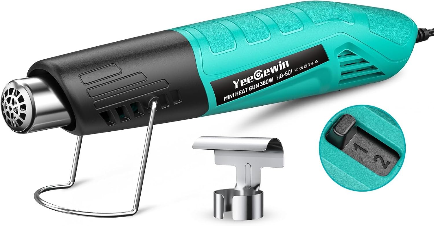 380W Mini Heat Gun, 2-Temp 480°F & 850°F for DIY & Crafts