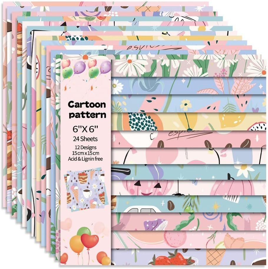 6×6″ Cardstock Single Sided Scrapbooking,Craft Decorative Scrap Book Paper