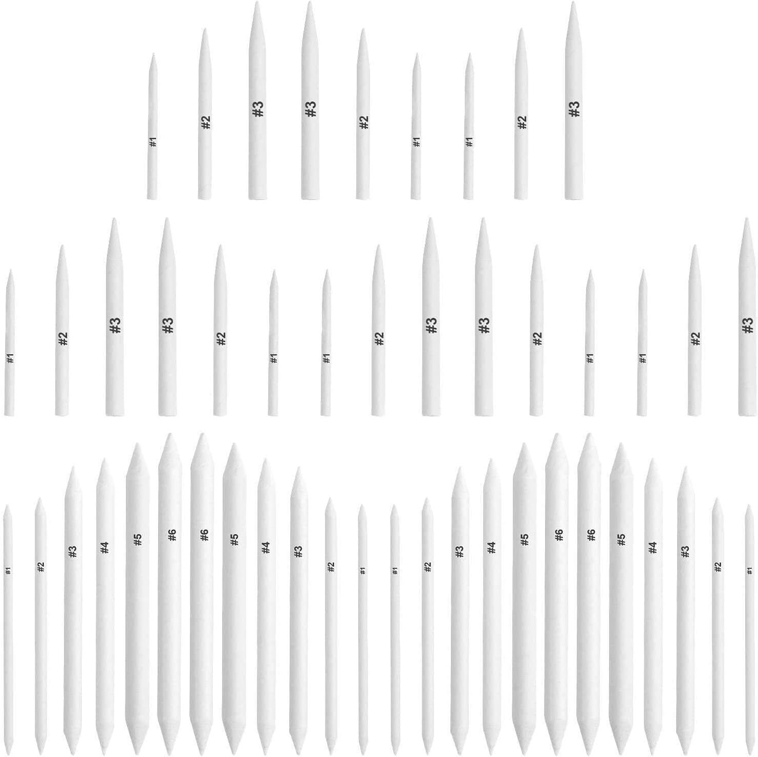 FEBSNOW 48Pcs Blending Stumps and Tortillions Sticks for Art Drawing