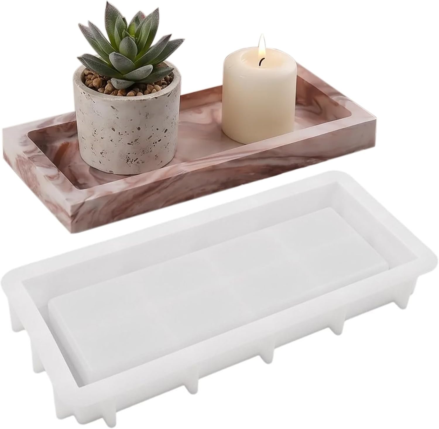 1Pc Rectangular Silicone Resin Tray Mold with Edges, Reusable for Epoxy Casting, Display/Ornament Racks, Candle Holders, Soap Dishes & Home Decor