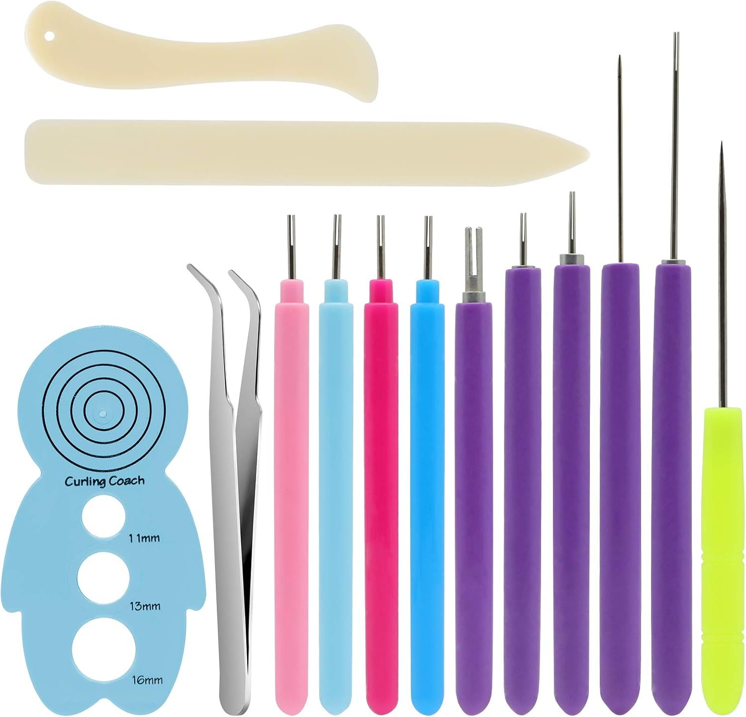 KITANIS 14 Pieces Paper Quilling Tools Slotted Kit, Assorted Sizes Rolling Curling Quilling Needle Pen for Art Craft DIY Paper Card Making Project Tools