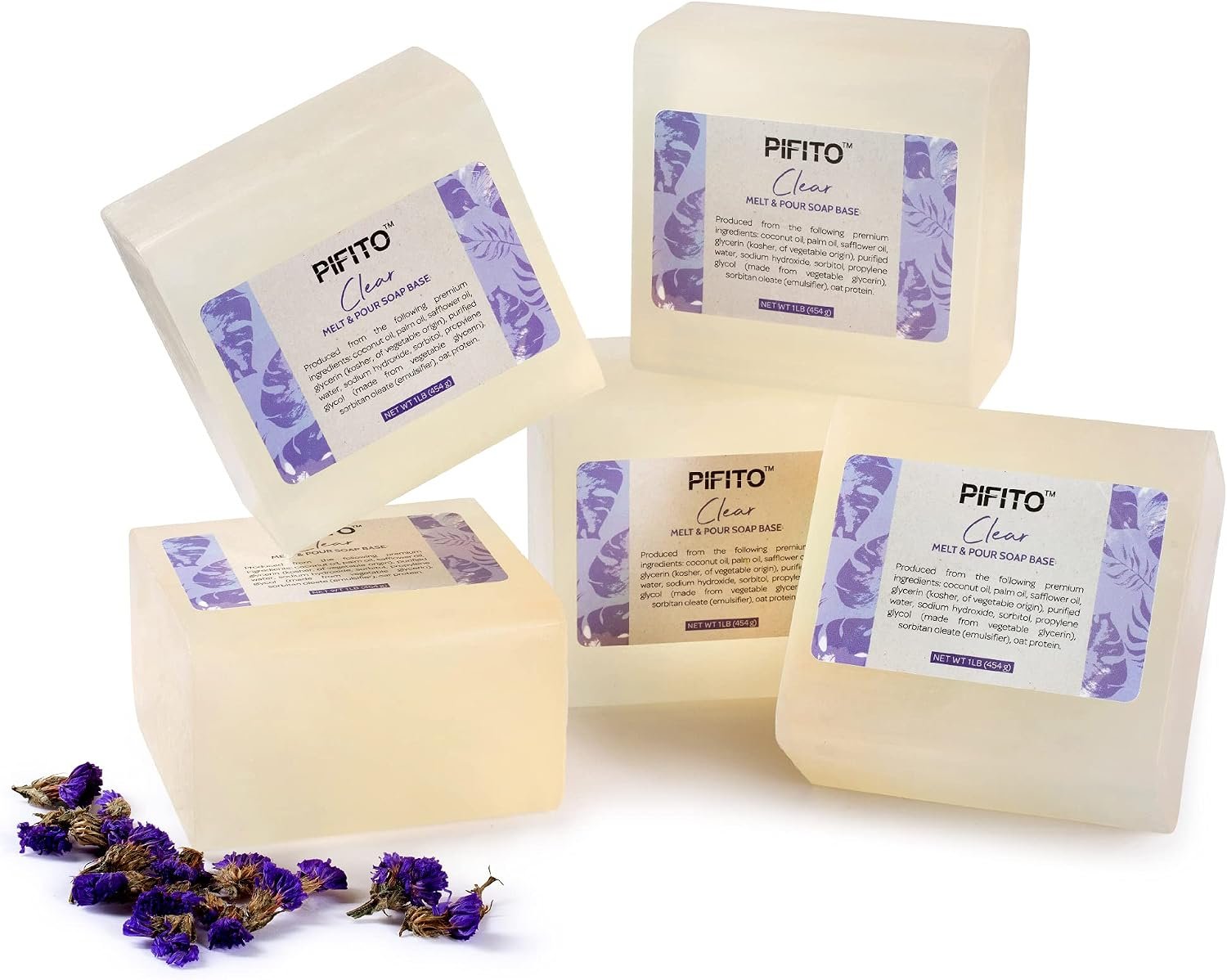 Pifito Clear Melt and Pour Soap Base (5 lb) │ Bulk Premium 100% Natural Glycerin Soap Base │ Luxurious Soap Making Supplies