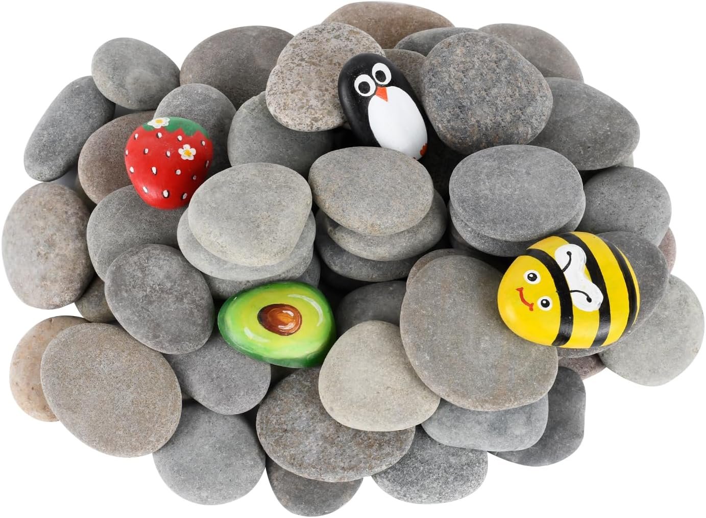 Simetufy 60 Pcs Painting Rocks Bulk, River Rocks to Paint for Arts, 2″-3″