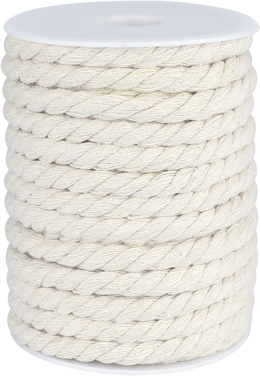 jijAcraft 1/3 Inch Nautical Cotton Rope Crafts, 8mm x 65Feet Clothes line Rope for Outdoor,3 Ply White Rope Cord Unbleached Rope, Macrame Cord Rope for Clothesline, Baskets, Hangings Pots, Pet, Toys
