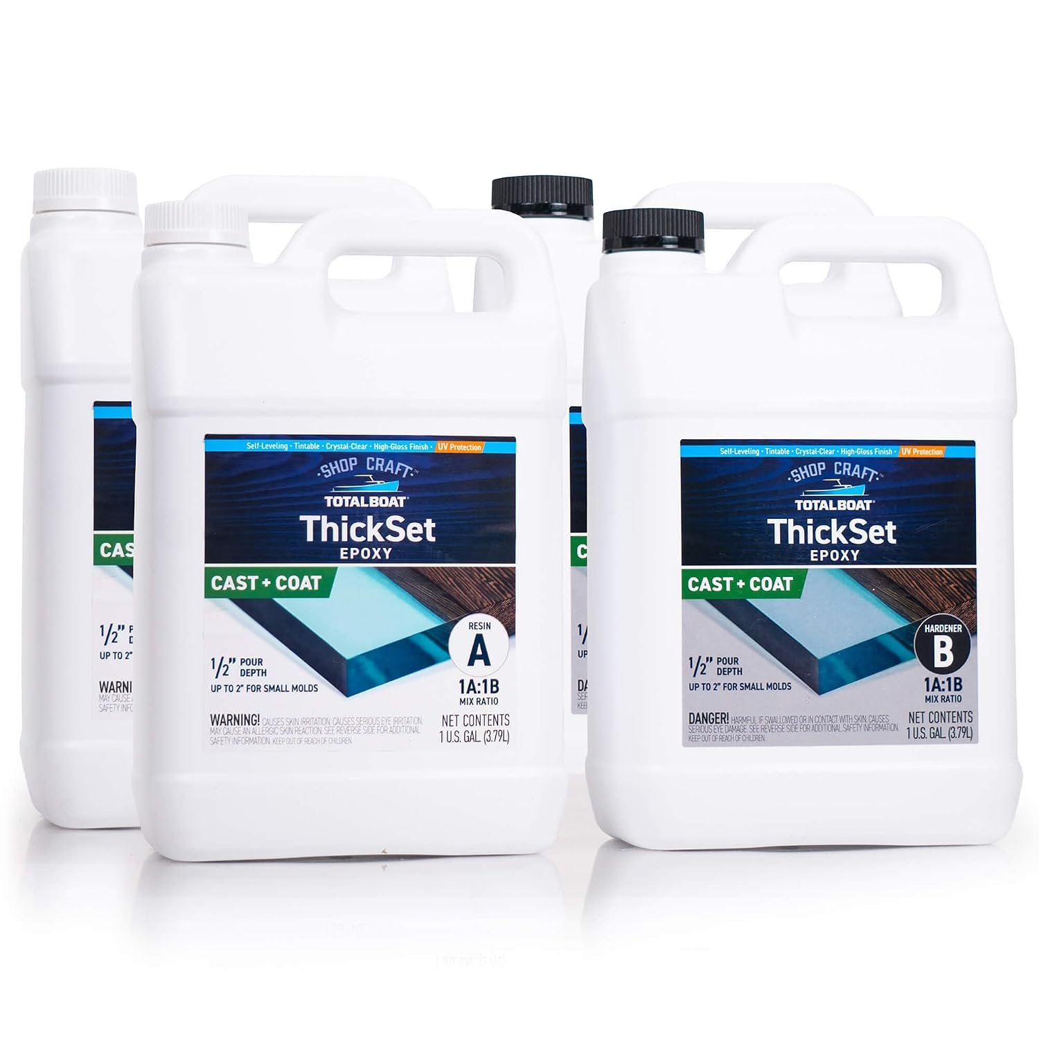 TotalBoat Thickset Deep Pour Epoxy Resin – 4 Gal Casting Kit, 1/2″-2″ Pours
