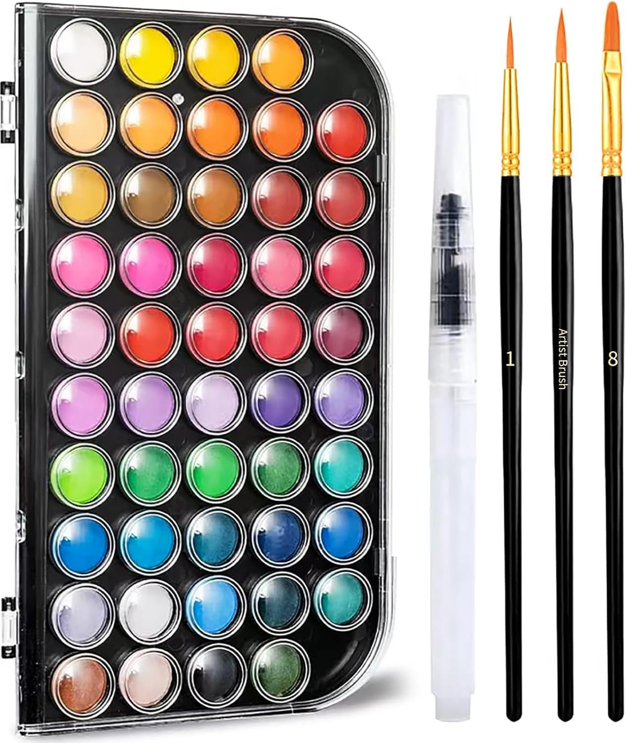 GETHPEN 48 Colors Watercolor Paint Set with 4 Brushes Pen, Travel Design