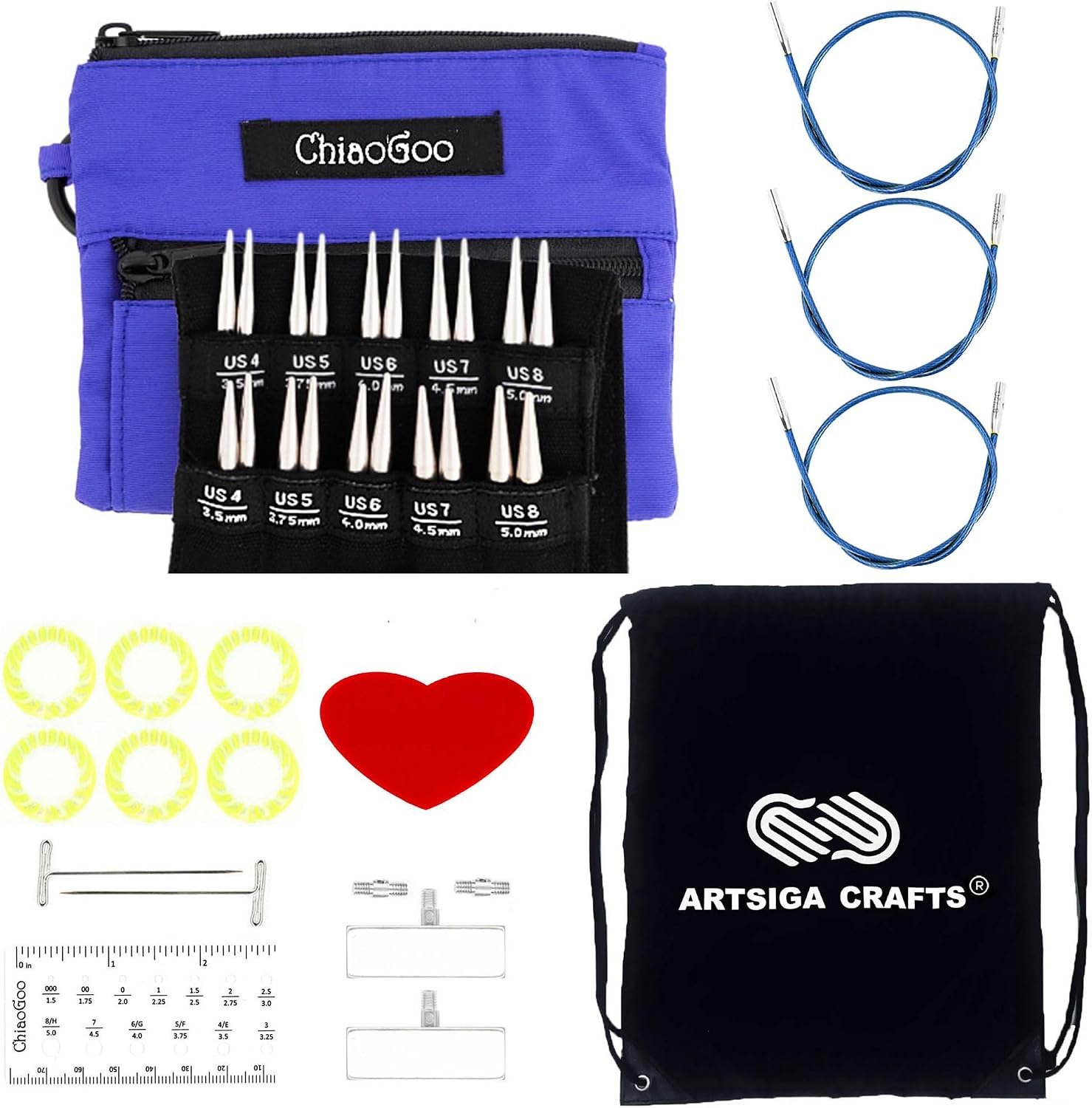 ChiaoGoo Twist Shorties Blue 2 & 3 Inch 7230-S Interchangeable Set