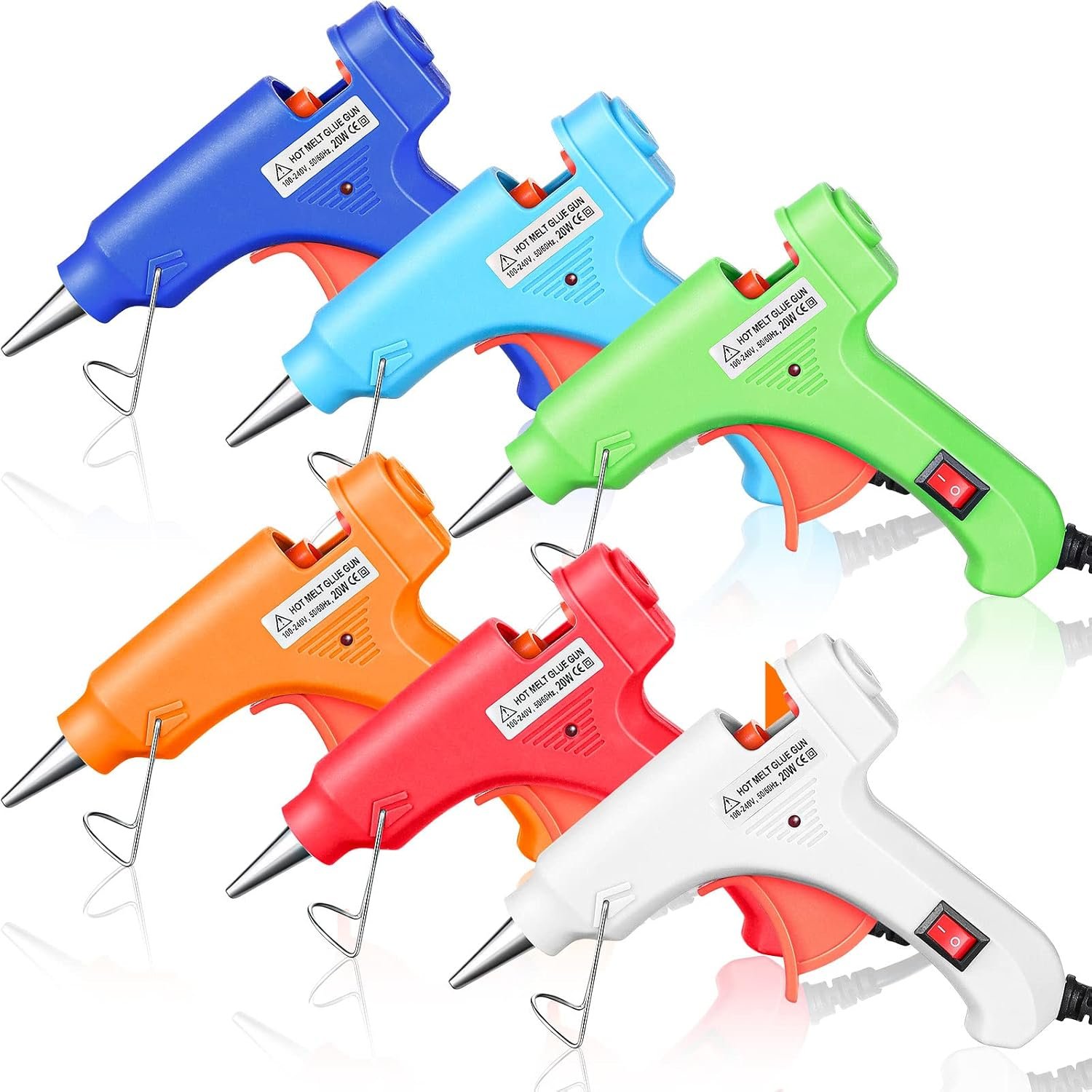 Zhengmy 6 Pieces Mini Hot Glue Gun Crafts Hot Melt Guns,Multicolored
