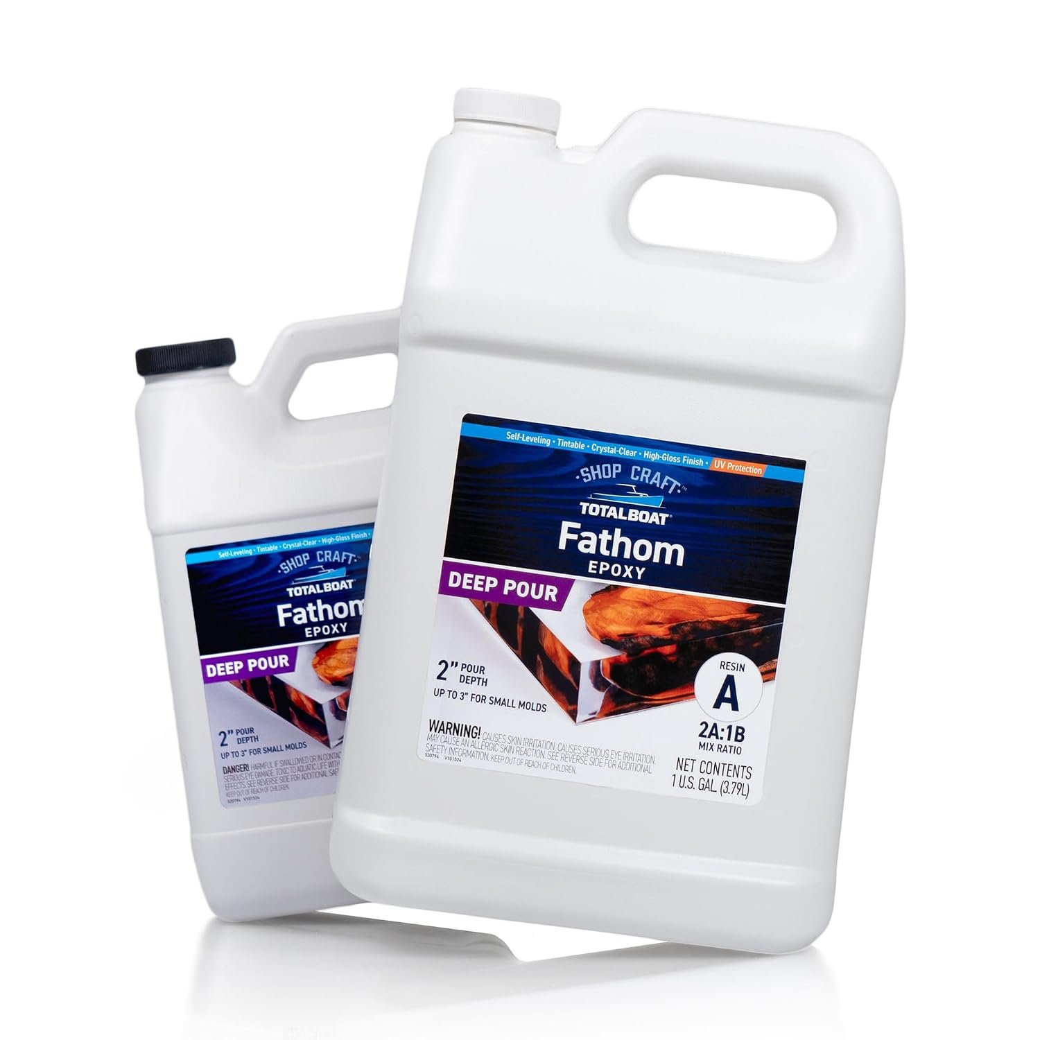 TotalBoat Fathom Deep Pour Epoxy Resin – 1.5 Gallon Casting Kit, 1-3″ Pours