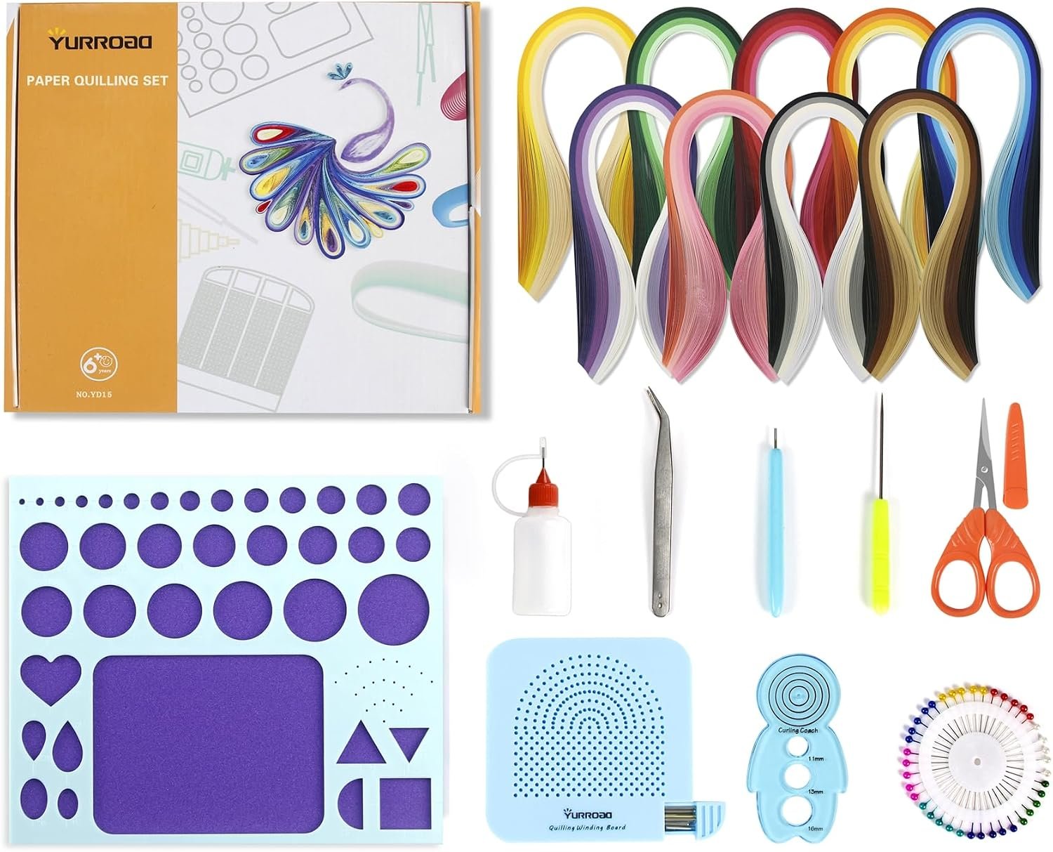YURROAD Beginner Paper Quilling Kit with 5mm Strips in 36 Colors and Tools