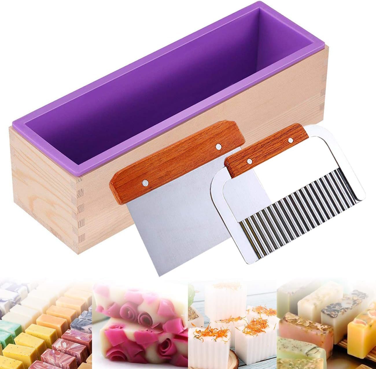 Ogrmar Silicone Soap Molds Kit 42 oz Wooden Silicone Rectangular Mold