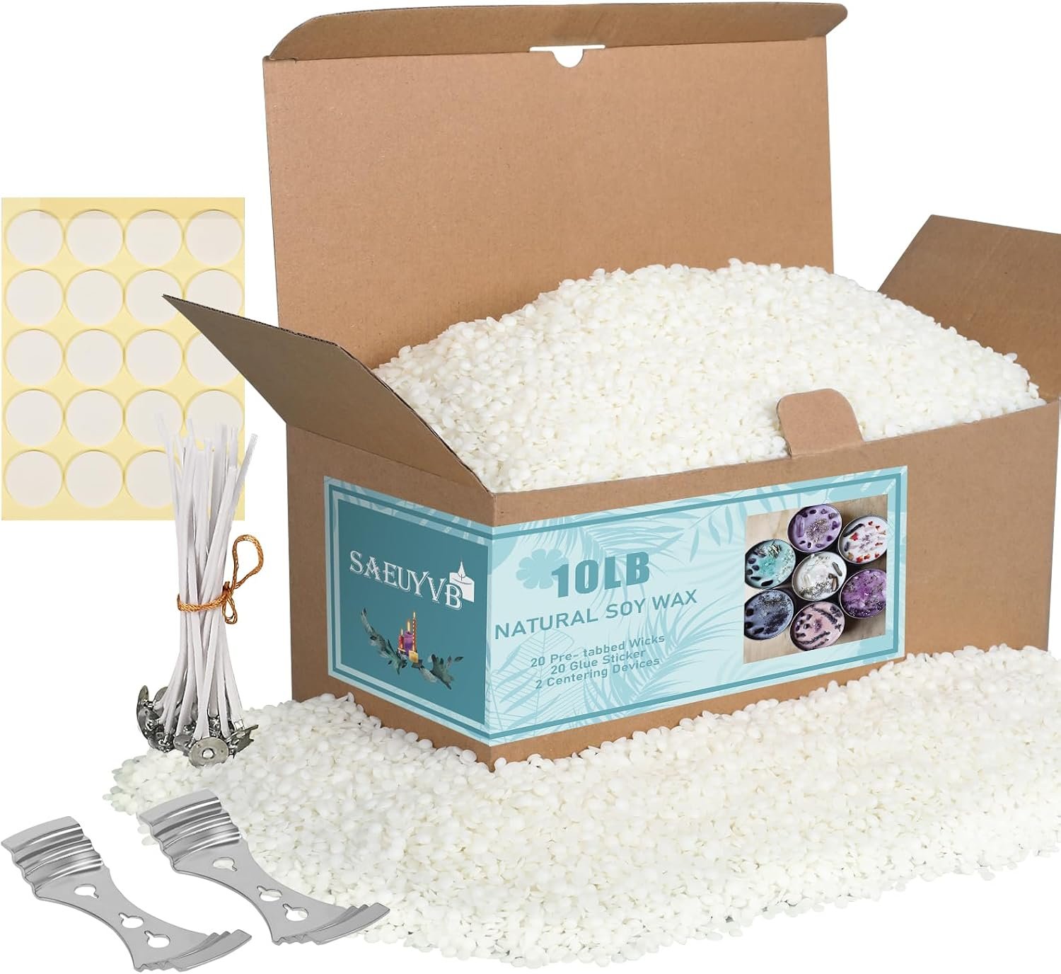 SAEUYVB Soy Candle Wax for Candle Making,10 lbs Natural Soy Wax Pellets