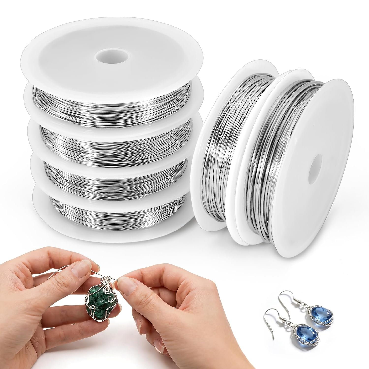 Jewelry Making Wire Set, 304 Stainless Steel Beading Wire 18/20/22/24/26/28 Gauge Thin Craft Wire for Necklace, Bead Stringing, DIY Jewelry, Floral Arrangement and Home Crafts