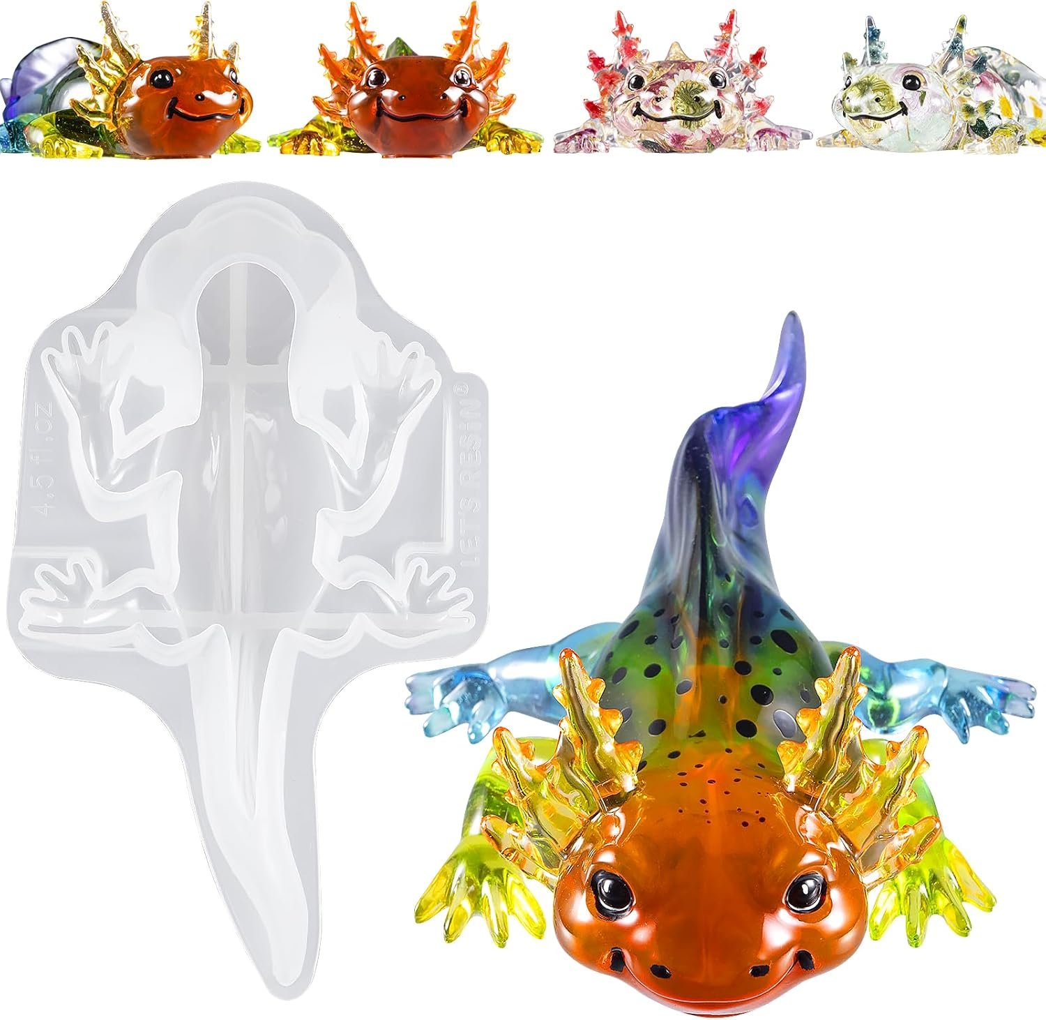 Let’s Resin Large Axolotl Resin Molds Silicone, 3D Animal Silicone Molds