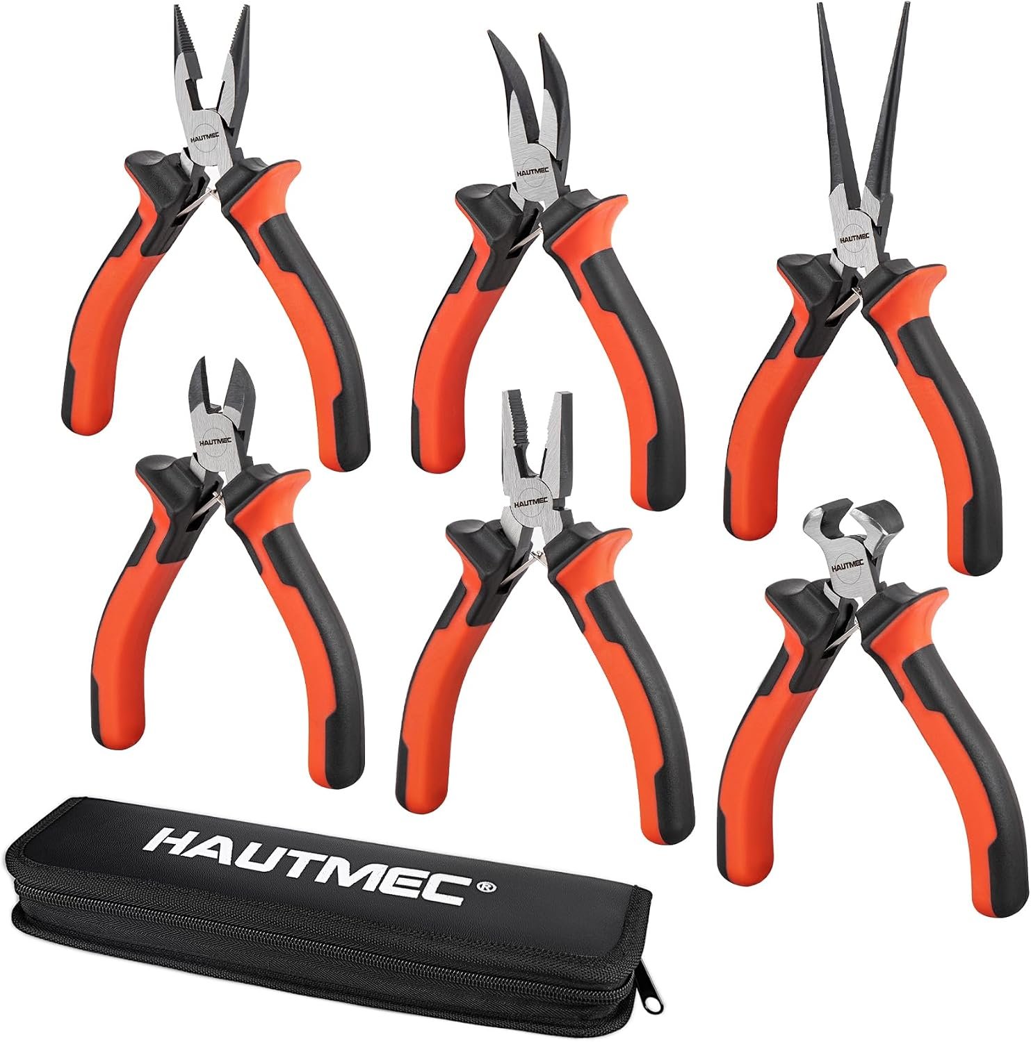 HAUTMEC 6-Piece Mini Pliers Set, High Leverage Small Jewelry Pliers Set