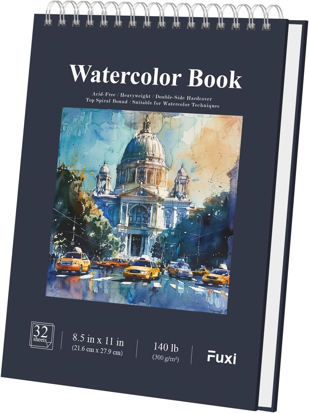 Fuxi Water Color Paper 8.5×11, 32-Sheet Cold Press Watercolor Paper 140 lb