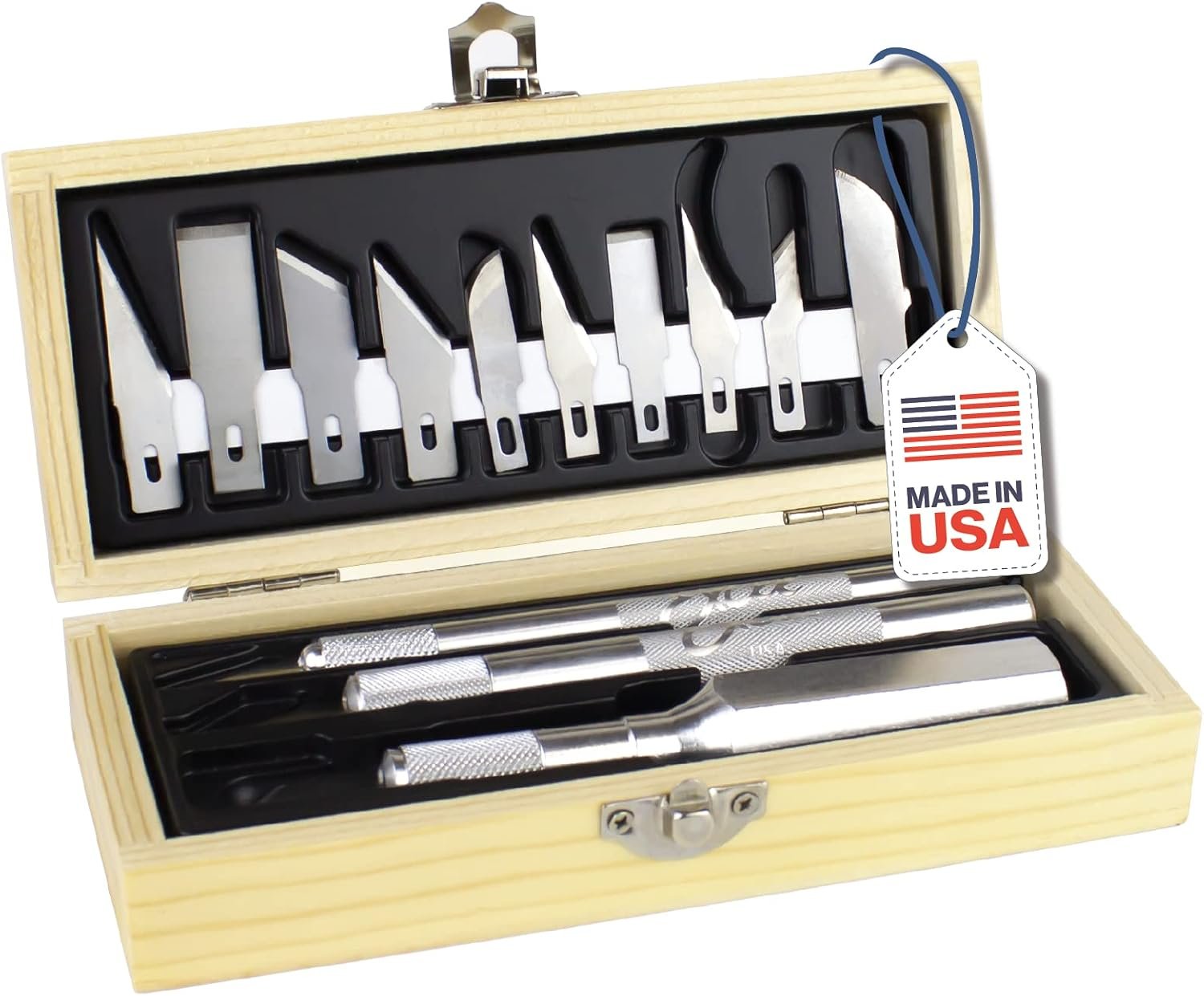 Excel Blades 13-Piece Craft Knife Set, Hobby Knife Handles, Case, USA Kit