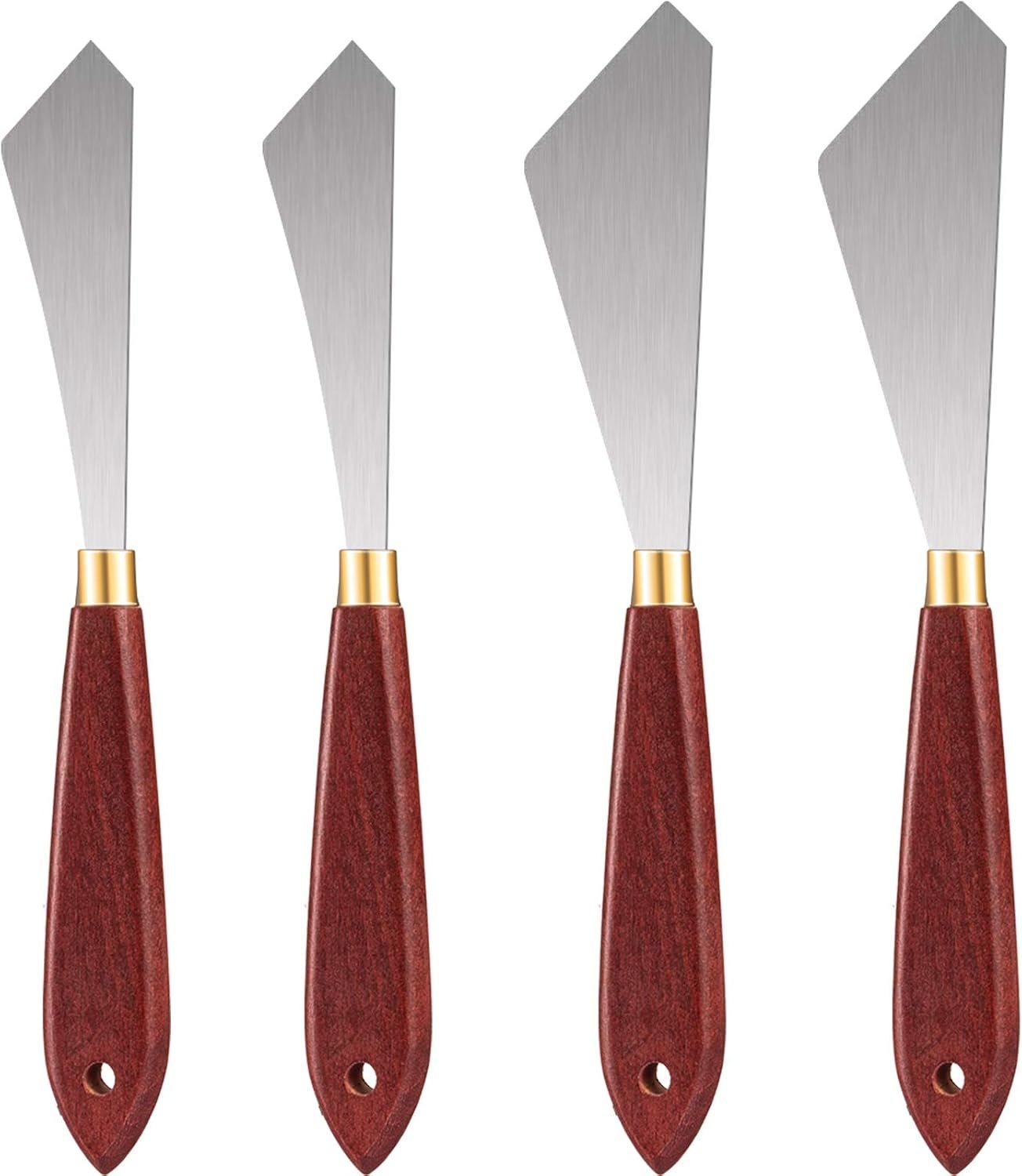 Honoson 4 Pcs Palette Knife Set Spatula Pallet Stainless Steel Wood Handle