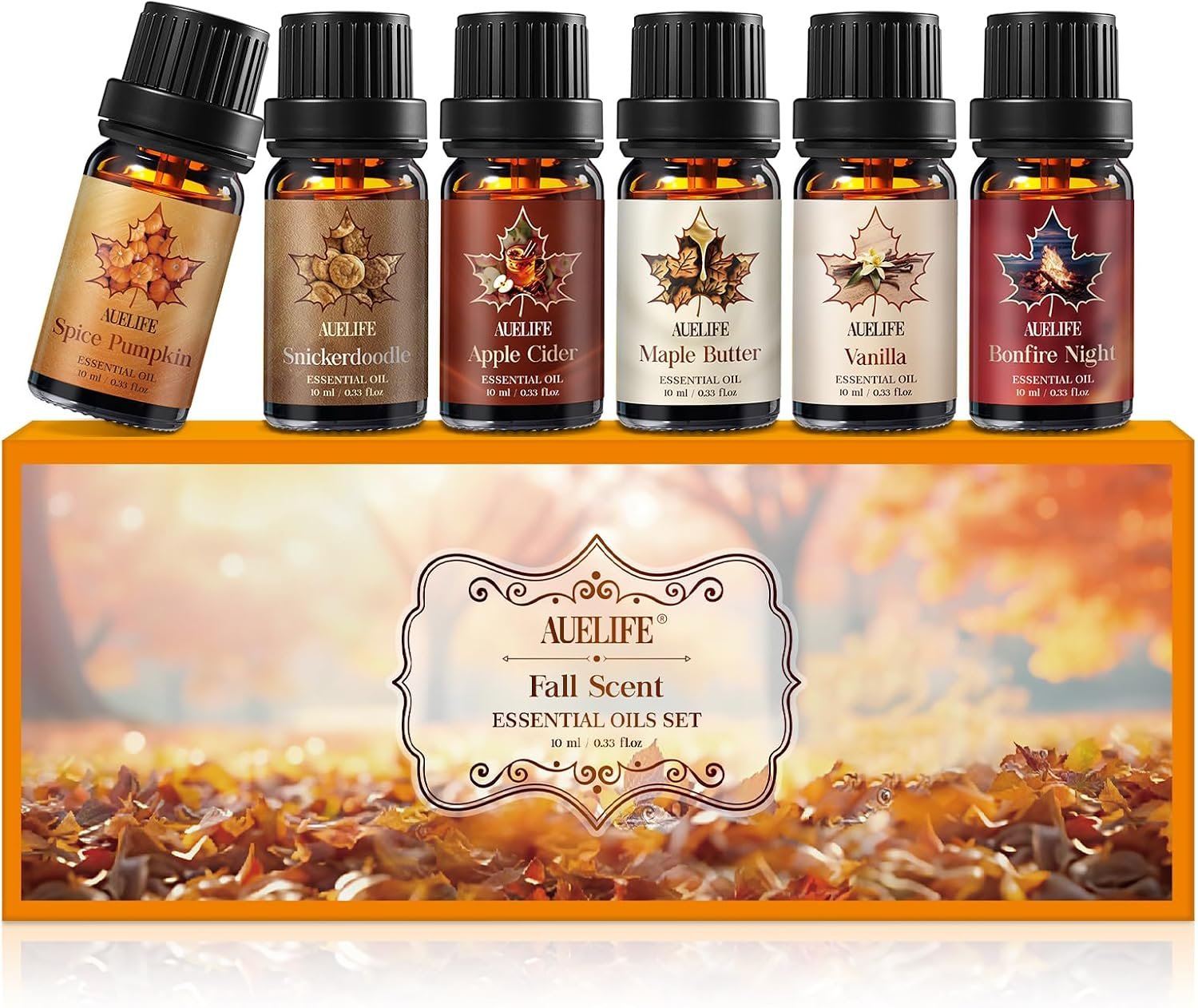 Auelife Fall Essential Oils Set for Diffusers for Home, 6x10ml Fall Scents