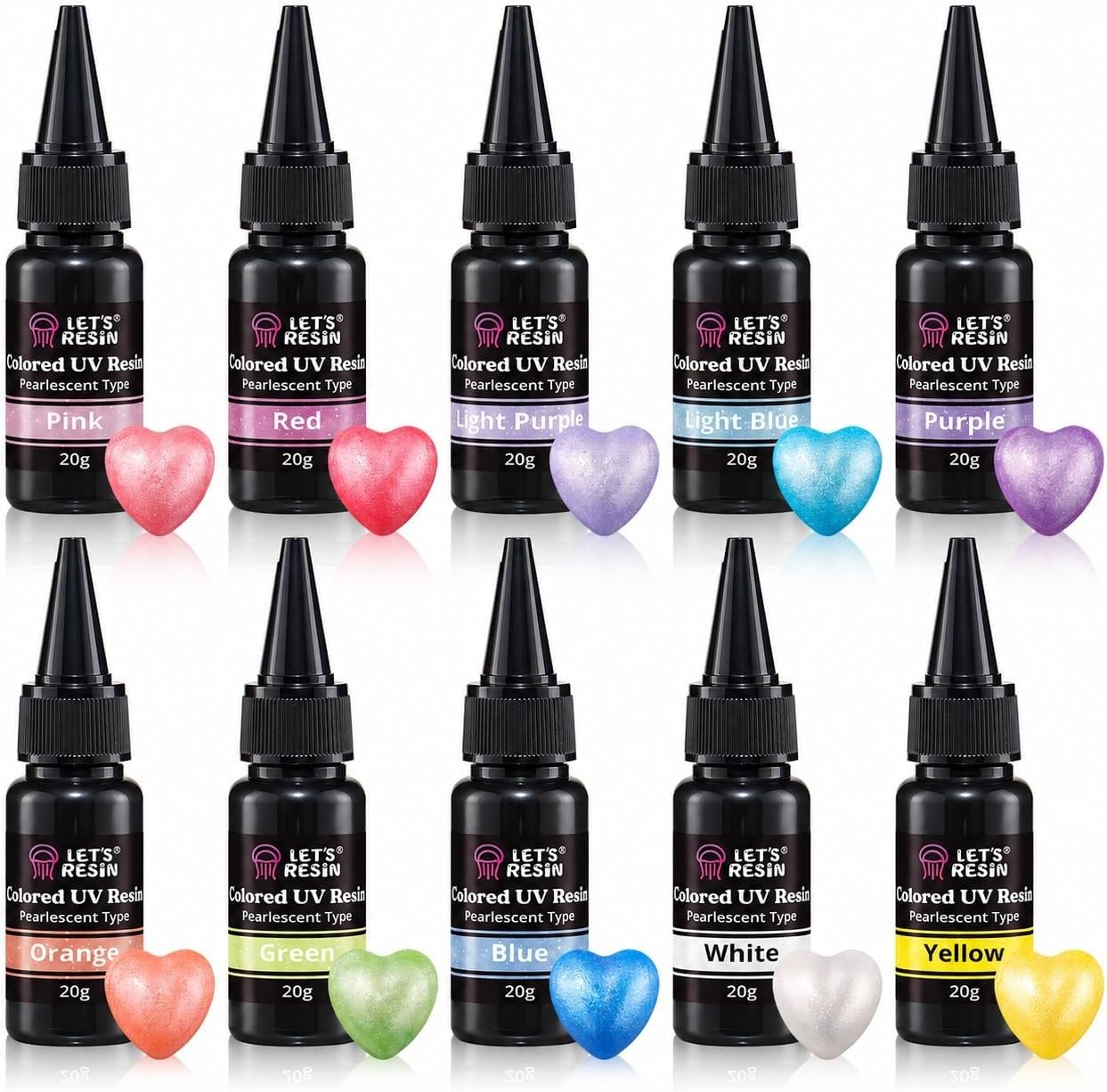 LET’S RESIN Pearlescent UV Resin, 10 Colors UV Resin Craft Kit