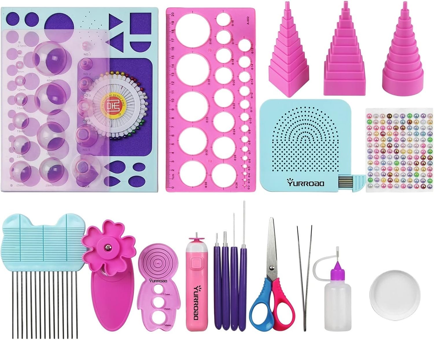 YURROAD 21-Piece Paper Quilling Tool Kit with Electric Pen for 2D/3D Crafts