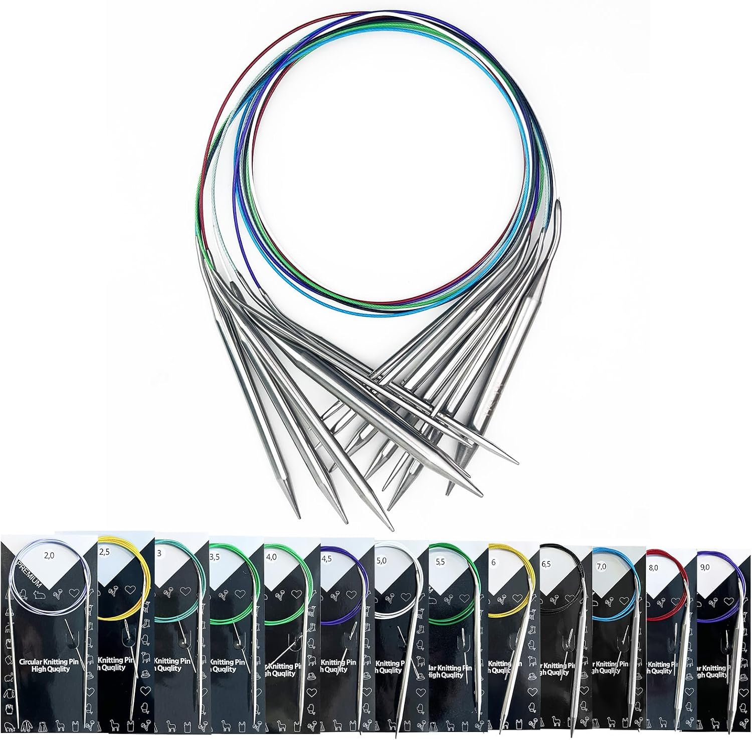 Circular Knitting Needles Set, 2.0 mm – 10.0 mm/US0 – US15, 14-piece Set of Long Knitting Needles, 100 cm/40 inches, Suitable for Beginner Knitting Sweaters, Blankets and Other Projects!