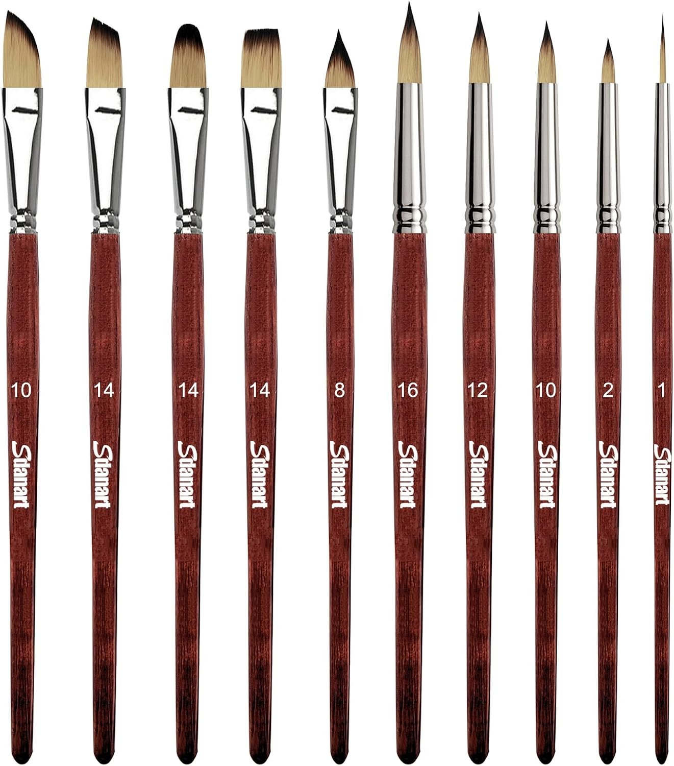 Sdanart Watercolor Brushes Professional，10 PCS Artist Paint Brush Shapes