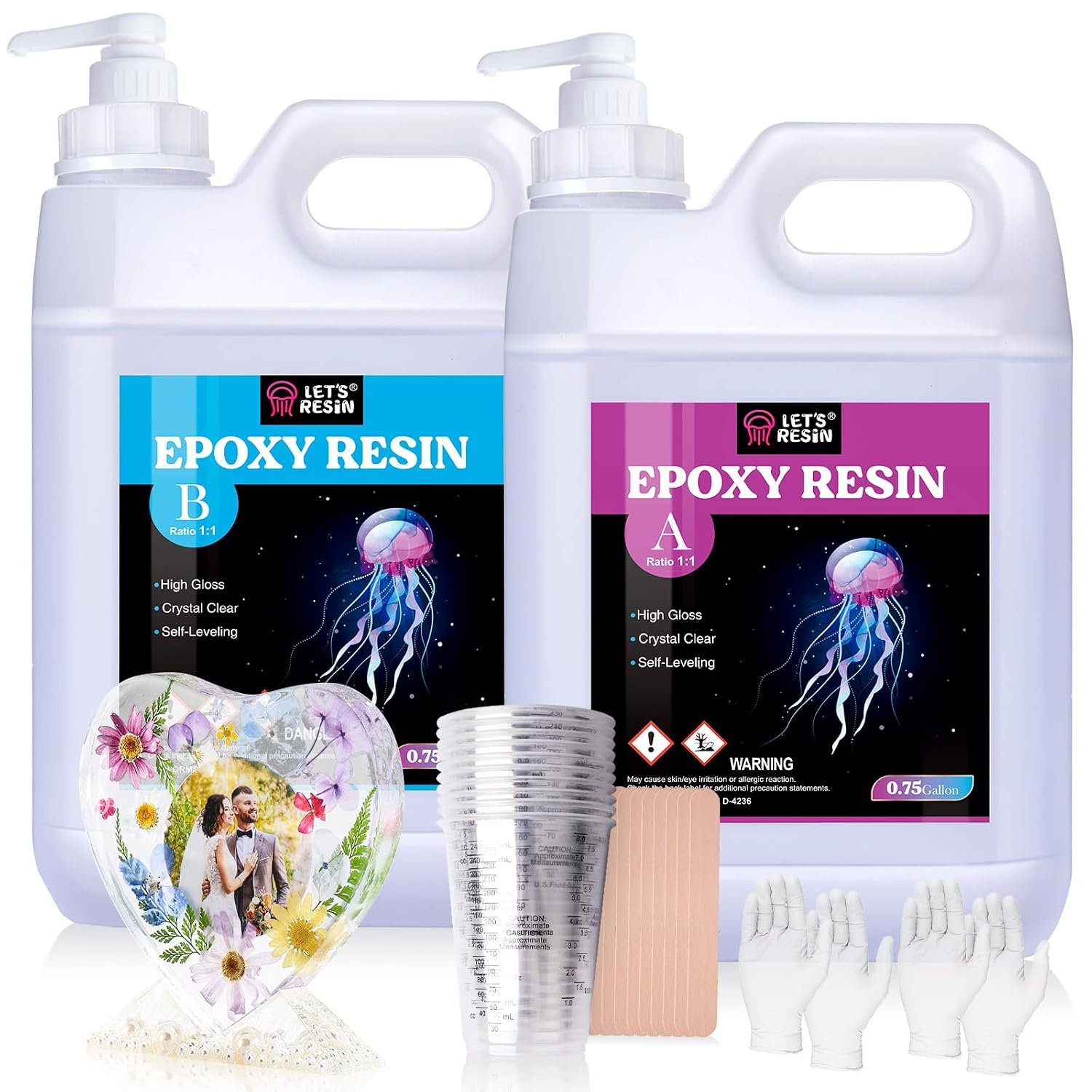 LET’S RESIN Resin Epoxy Kit, 1.5 Gallon Bubble Free & Crystal Clear Epoxy