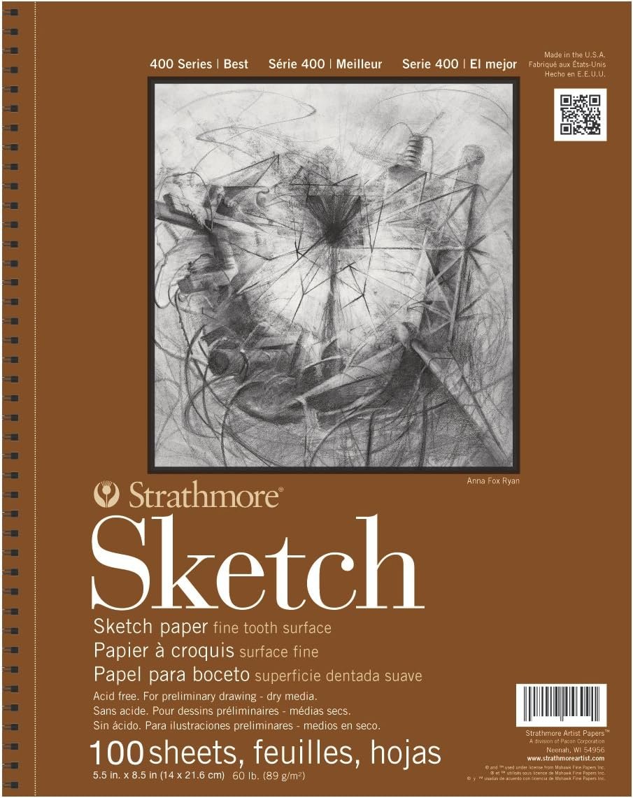Strathmore 400 Series Sketch Pad, 5.5×8.5 inch, 100 Sheets – Artist Sketchbook for Drawing, Illustration, Art Class Students
