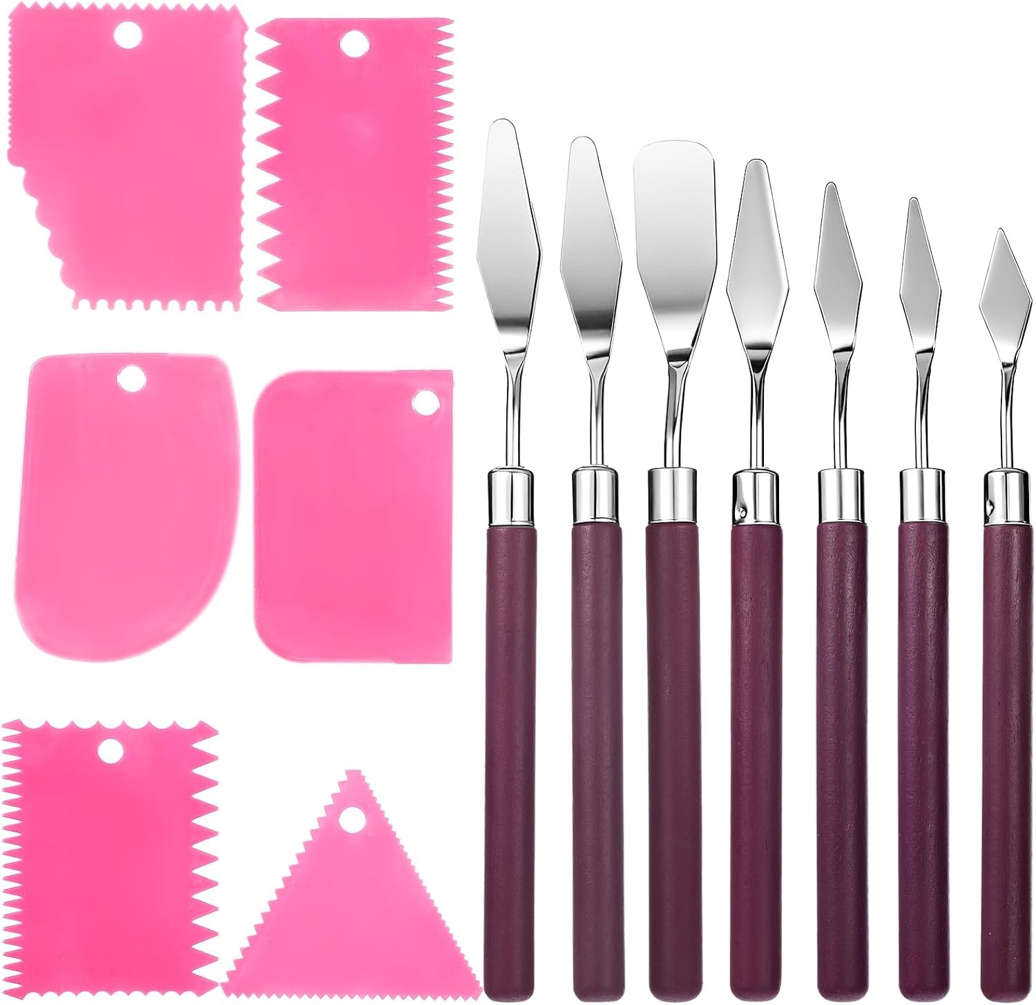 Artist Palette Knife Set – Stainless Steel Palette Knives with Plastic Scrapers Paint Spatula for Beginners & Pros Oil Painting Supplies for Acrylic Painting Oil Colors Canvas