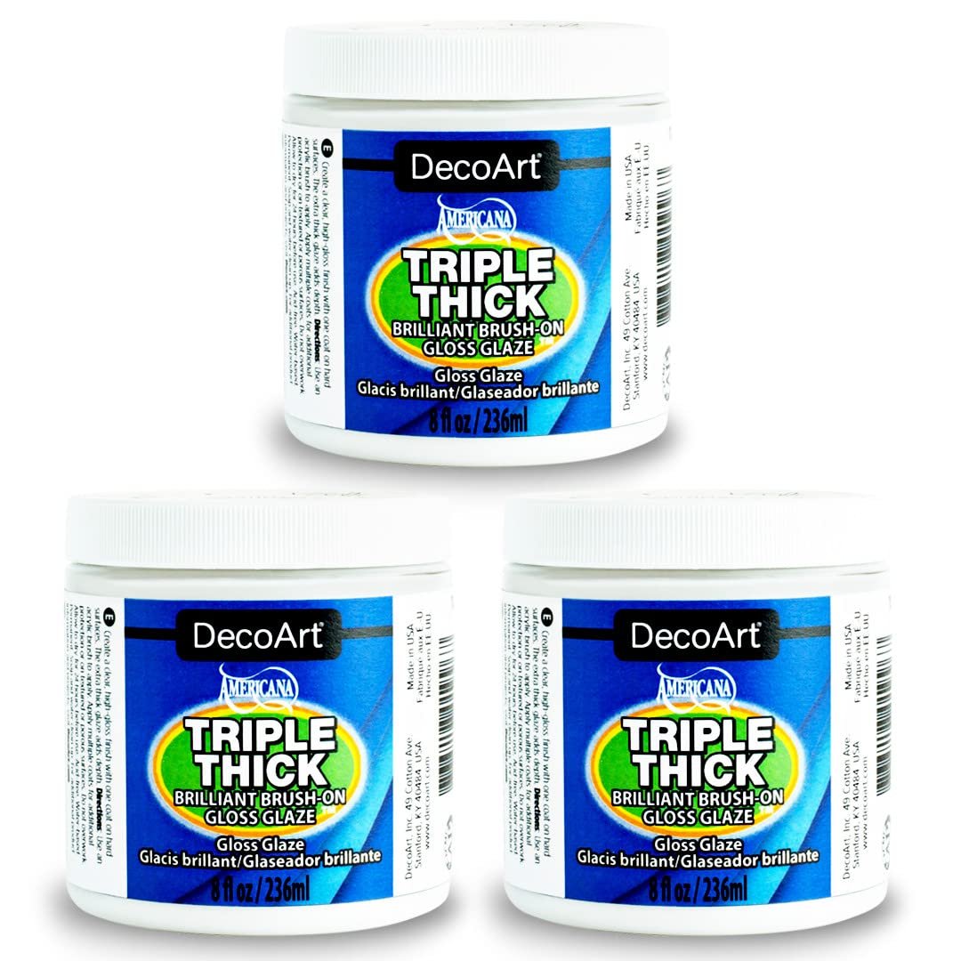 DecoArt Triple Thick Gloss Glaze – Jar, 8fl oz (3 Pack)