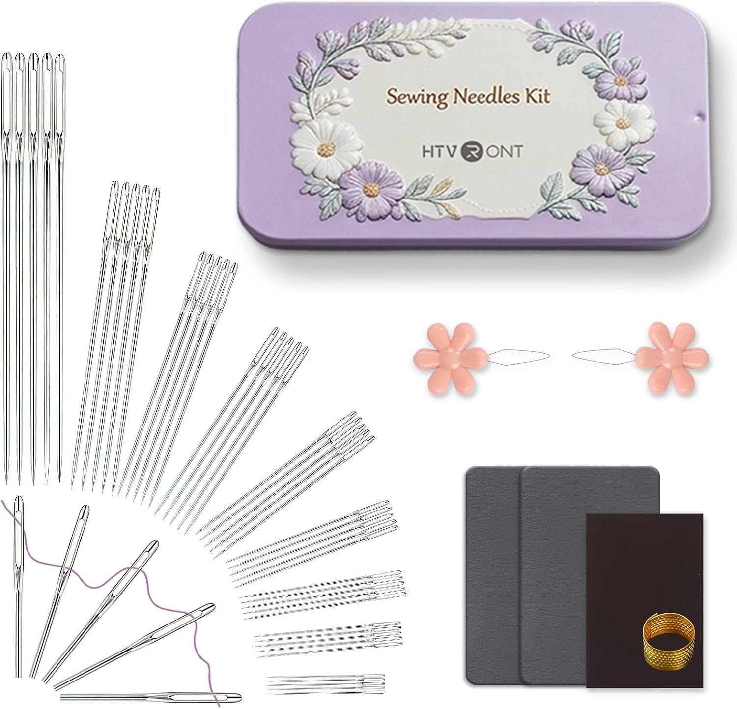 HTVRONT Sewing Needles 56 PCS, Large Eye Embroidery Needles for Hand Sewing