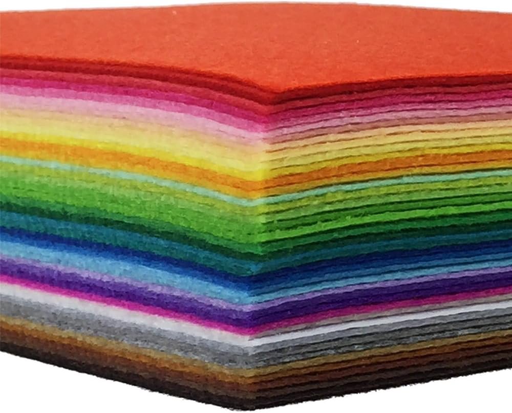 42pcs Felt Fabric Sheet 4″x4″ Assorted Color DIY Craft Squares Nonwoven 1mm Thick