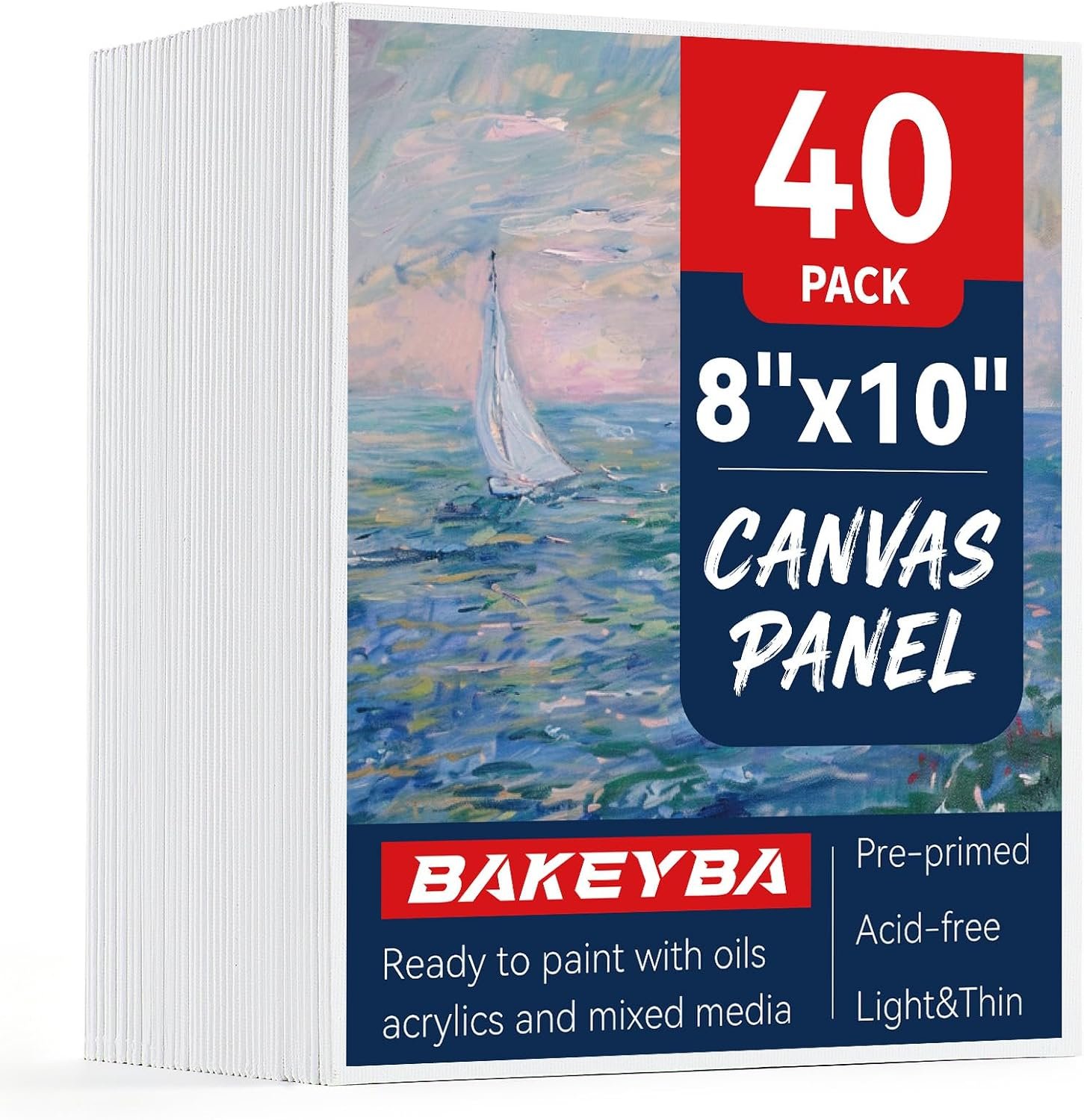 Canvas Boards 40 Pack, 8×10 Inch Small Painting Canvas Panels 100% Cotton