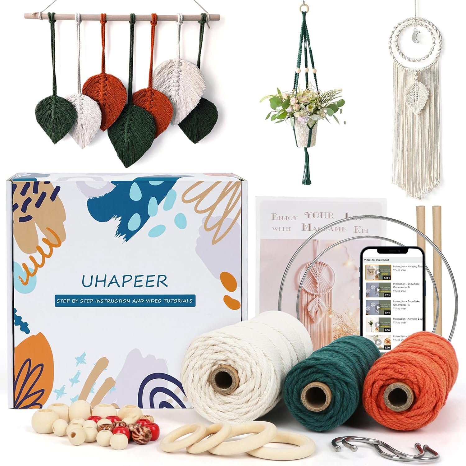 UHAPEER DIY Macrame Kits for Adults Beginners with Instruction and Video